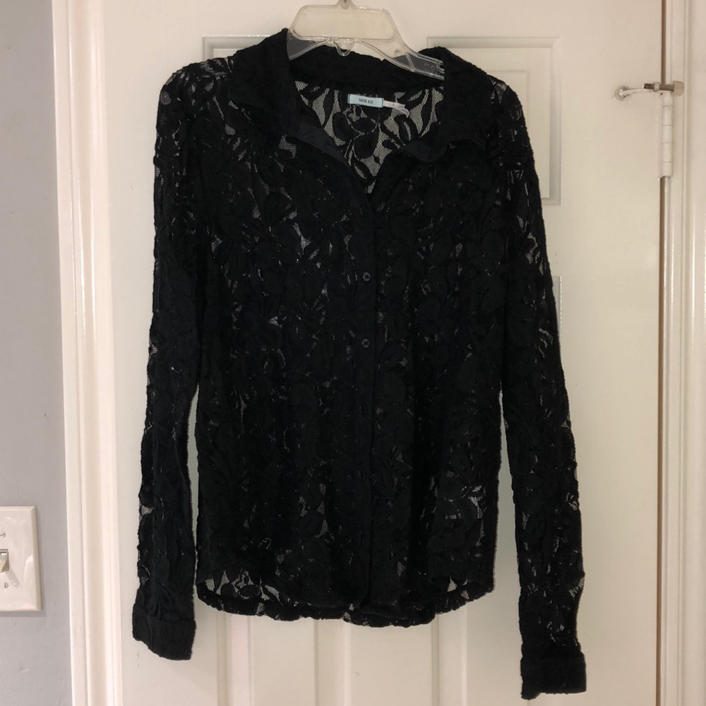 Black lace long sleeve top